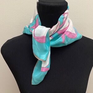 Elegant Pink and Blue Silk Scarf